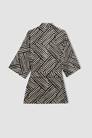 Desenli Pamuklu Kimono-Fall in Love