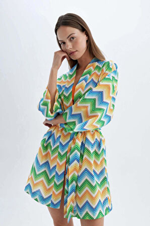 Desenli Pamuklu Kimono-Fall in Love