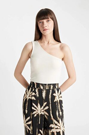 Slim Fit Tek Omuzlu Fitilli Kaşkorse Atlet
