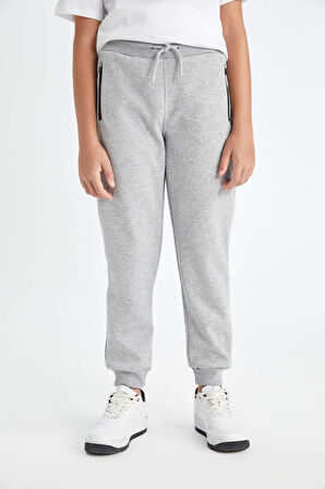 DeFacto Erkek Çocuk Gri Beli Paçası Lastikli Cepli Okul Jogger Eşofman Altı C8186A824AUGR377