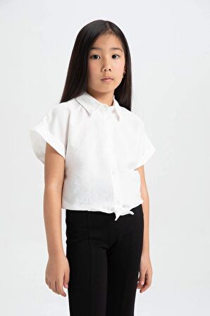 DeFacto Kız Çocuk Cropped Fit Kısa Kollu Gömlek C8287A824SMWT34