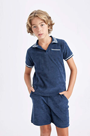 DeFacto Erkek Çocuk Apaş Yaka Havlu Kumaş Kısa Kollu Tişört D1164A824HSIN120