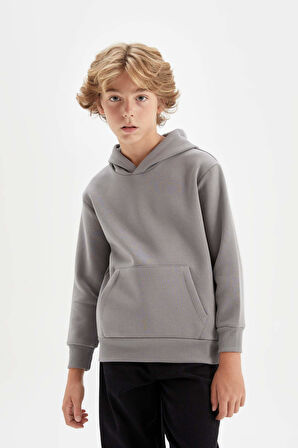 DeFacto Erkek Çocuk Kapüşonlu Kalın Okul Sweatshirt C7565A824AUGR436