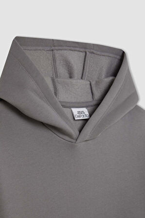 DeFacto Erkek Çocuk Kapüşonlu Kalın Okul Sweatshirt C7565A824AUGR436