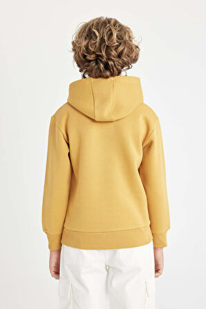 DeFacto Erkek Çocuk Baskılı Kapüşonlu Kalın Okul Sweatshirt C7560A824AUYL244