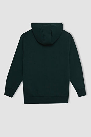 DeFacto Erkek Çocuk Cepli Yazı Baskılı Kapüşonlu Okul Sweatshirt C7567A824WNGN1214
