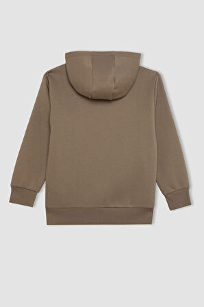 DeFacto Erkek Çocuk Cepli Yazı Baskılı Kapüşonlu Kalın Okul Sweatshirt C7567A824WNKH500