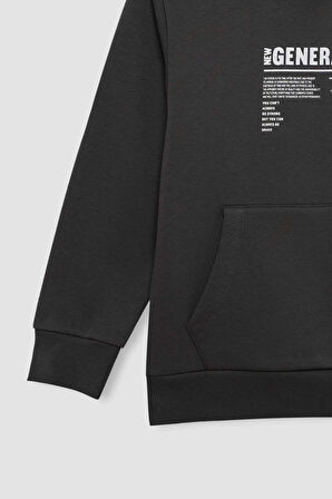 DeFacto Erkek Çocuk Cepli Yazı Baskılı Kapüşonlu Okul Sweatshirt C7567A824WNAR213