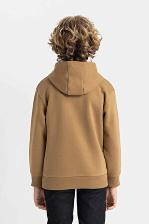 DeFacto Erkek Çocuk Cepli Yazı Baskılı Kapüşonlu Okul Sweatshirt C7567A824WNBN315