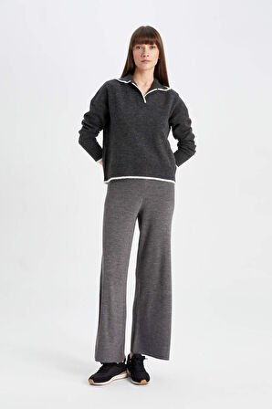 DeFacto Regular Fit Yumuşak Dokulu Polo Yaka Triko Kazak A3868AX24WNAR104