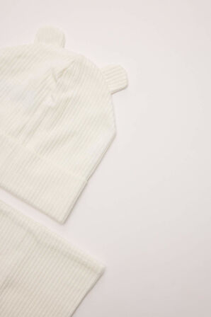 Kız Bebek 2'li Takım Fitilli Kaşkorse Bere Boyunluk