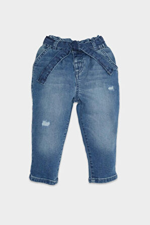 DeFacto Kız Bebek Paperbag Duble Paça Beli Lastikli Cepli Jean Pantolon D1532A524AUBE394