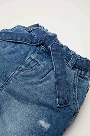 DeFacto Kız Bebek Paperbag Duble Paça Beli Lastikli Cepli Jean Pantolon D1532A524AUBE394