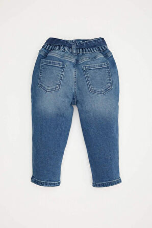 DeFacto Kız Bebek Paperbag Duble Paça Beli Lastikli Cepli Jean Pantolon D1532A524AUBE394