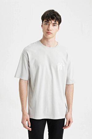 DeFacto Comfort Fit Bisiklet Yaka Baskılı Kısa Kollu Tişört C4082AX24SMGR184