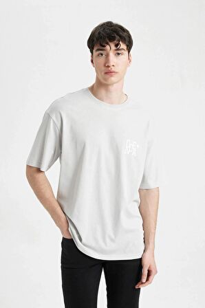 DeFacto Comfort Fit Bisiklet Yaka Baskılı Kısa Kollu Tişört C4082AX24SMGR184