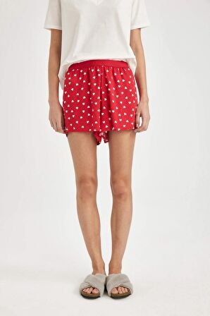 DeFacto Regular Fit Dokuma Şort Pijama Altı-Fall in Love B8697AX24SMRD256