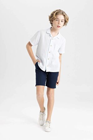DeFacto Erkek Çocuk Cepli Basic Düz Gabardin Şort C2955A824SMNV135