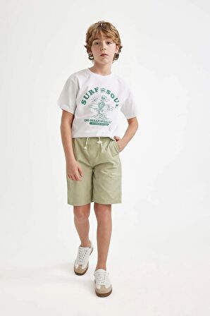 DeFacto Erkek Çocuk Basic Düz Beli Lastikli Cepli Gabardin Şort C2956A824SMGN1156