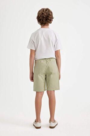 DeFacto Erkek Çocuk Basic Düz Beli Lastikli Cepli Gabardin Şort C2956A824SMGN1156