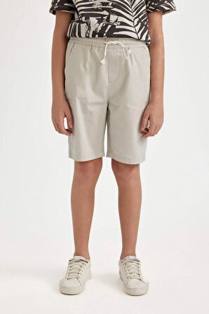 DeFacto Erkek Çocuk Basic Düz Beli Lastikli Cepli Gabardin Şort C2956A824SMGR492