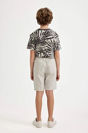 DeFacto Erkek Çocuk Basic Düz Beli Lastikli Cepli Gabardin Şort C2956A824SMGR492