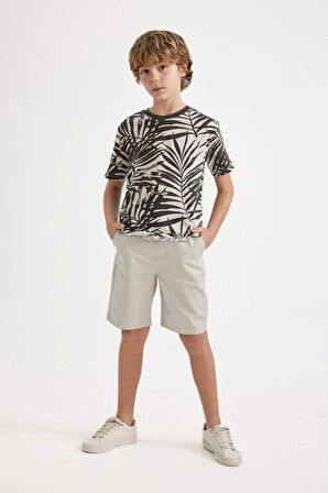 DeFacto Erkek Çocuk Basic Düz Beli Lastikli Cepli Gabardin Şort C2956A824SMGR492