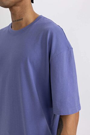 DeFactoFit Oversize Geniş Kalıp Bisiklet Yaka Baskılı Kısa Kollu Sporcu Tişört A1624AX24SMPR484