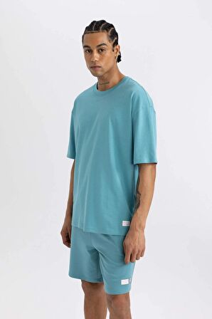 DeFactoFit Oversize Geniş Kalıp Bisiklet Yaka Baskılı Kısa Kollu Sporcu Tişört A1624AX24SMTR384