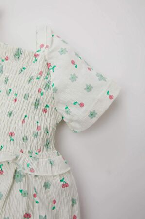 DeFacto Kız Bebek Çiçekli Kısa Kollu Elbise C4500A524SMPN354