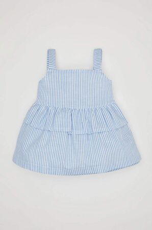 DeFacto Kız Bebek Kare Yaka Çizgili Poplin Askılı Bluz C3764A524SMBE216