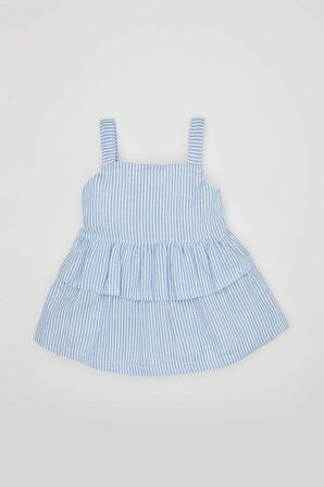 DeFacto Kız Bebek Kare Yaka Çizgili Poplin Askılı Bluz C3764A524SMBE216