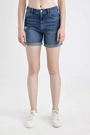 DeFacto Boyfriend Yüksek Bel Jean Şort C2468AX24SMNM28