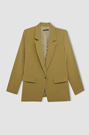 DeFacto Oversize Geniş Kalıp Keten Karışımlı Blazer Ceket Z2536AZ24SMKH176