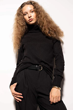 H1651 Regular Fit Yumuşak Dokulu Balıkçı Yaka Basic Düz Triko Kazak