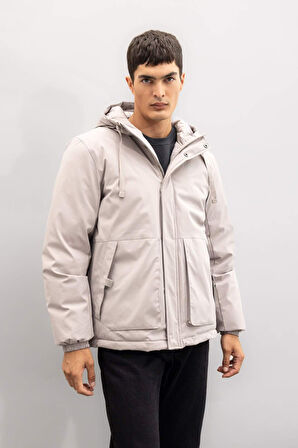 Regular Fit Kapüşonlu Fermuarlı Cepli Mont