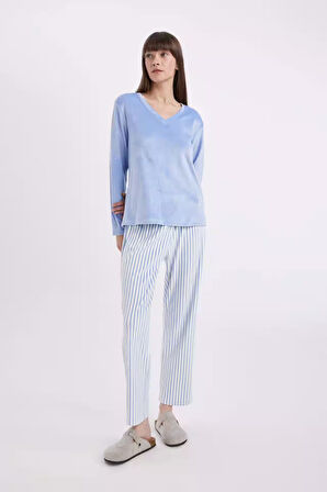 	Fall in Love Regular Fit Uzun Kollu Velur Pijama Takımı