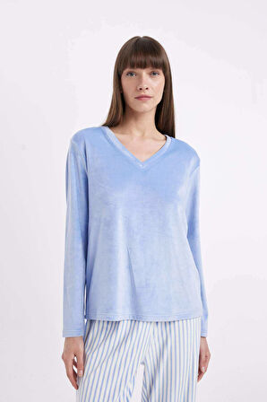 	Fall in Love Regular Fit Uzun Kollu Velur Pijama Takımı