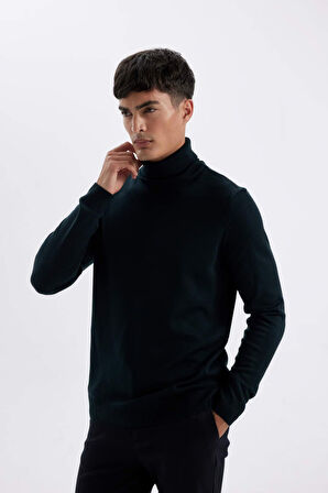 DeFacto Slim Fit Dar Kesim Balıkçı Yaka Basic Düz Triko Kazak R1124AZ24WNGN1079