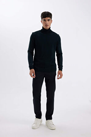DeFacto Slim Fit Dar Kesim Balıkçı Yaka Basic Düz Triko Kazak R1124AZ24WNGN1079