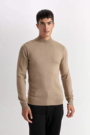 DeFacto Slim Fit Dar Kesim Yarım Balıkçı Yaka Basic Düz Triko Kazak R1127AZ24WNBG684