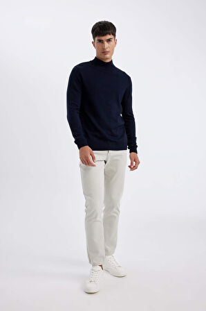 DeFacto Lacivert Slim Fit Dar Kesim Yarım Balıkçı Yaka Basic Düz Triko Kazak R1127AZ24WNNV207