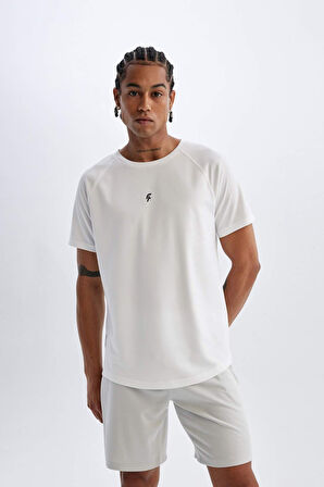 DeFactoFit Slim Fit Dar Kesim Bisiklet Yaka Baskılı Sporcu Kısa Kollu Tişört V2887AZ24AUWT34