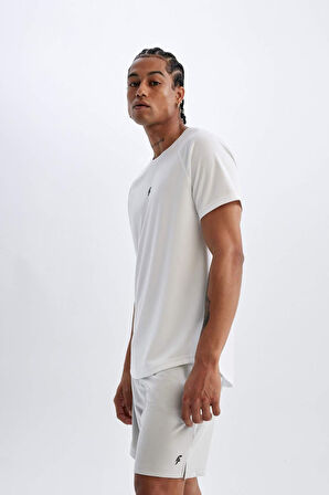 DeFactoFit Slim Fit Dar Kesim Bisiklet Yaka Baskılı Sporcu Kısa Kollu Tişört V2887AZ24AUWT34