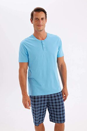 DeFacto Regular Fit Kısa Kollu Şortlu Pijama Takımı C2873AX24HSBE335