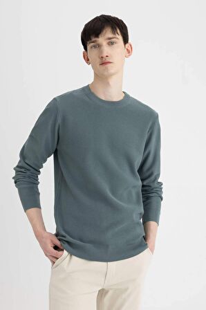 DeFacto Standart Fit Normal Kesim Pamuklu Bisiklet Yaka Triko Kazak A5181AX24AUBE528