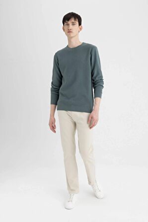 DeFacto Standart Fit Normal Kesim Pamuklu Bisiklet Yaka Triko Kazak A5181AX24AUBE528