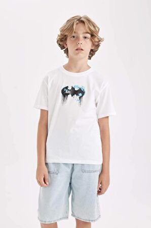 DeFacto Erkek Çocuk Batman Bisiklet Yaka Kısa Kollu Tişört C4255A824HSWT34