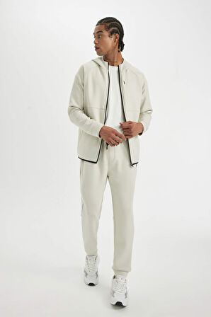 DeFactoFit  Slim Fit Sporcu Jogger Eşofman Altı Dar Kesim Skuba Dalgıç Kumaş Standart Paça Beli Bağcıklı Lastikli Paça Z9112AZ24AUBG721