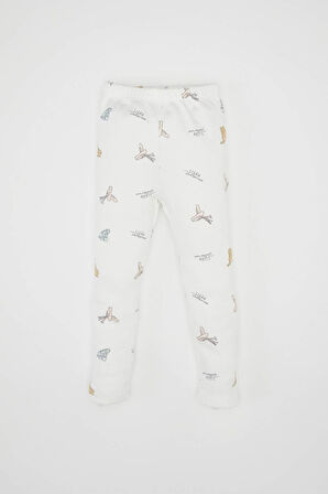 Kız Bebek Pijama Takım Balerin Baskılı Fitilli Kaşkorse  Uzun Kollu Üst Beli Lastikli Uzun Alt